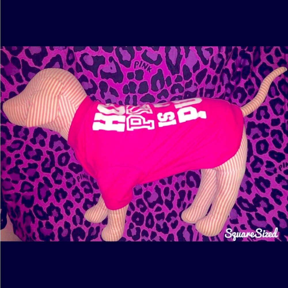 NWT Victoria’s Secret Pink Striped Soft Body Dog Pup Display Rare HTF UFT